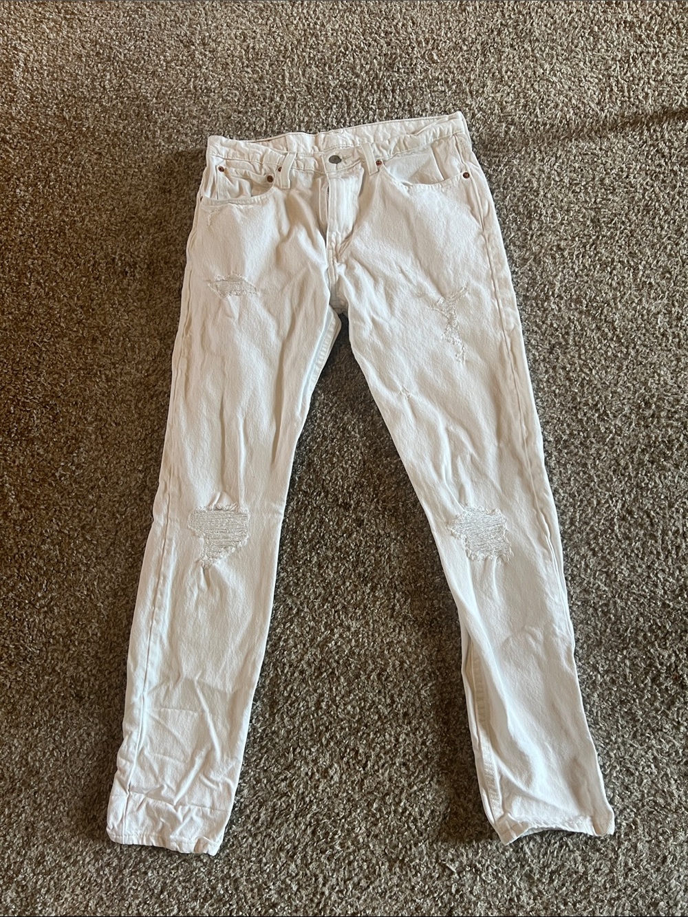 Levi's White Skinny Ripped Jeans